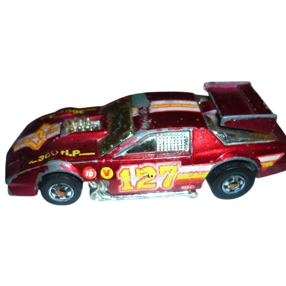 Vintage Mattel Hot Wheels 127 Race Car‎ Red Metal Toy Flip Outs